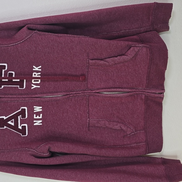 Abercrombie & Fitch Muscle  Maroon Hoodie Zip-Up Closure Distressed Size Large - Picture 3 of 8